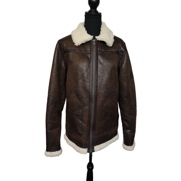 Guess Boys Dark‎ Brown Suede Jacket with Shearling Lining Size 18 - Picture 2 of 7